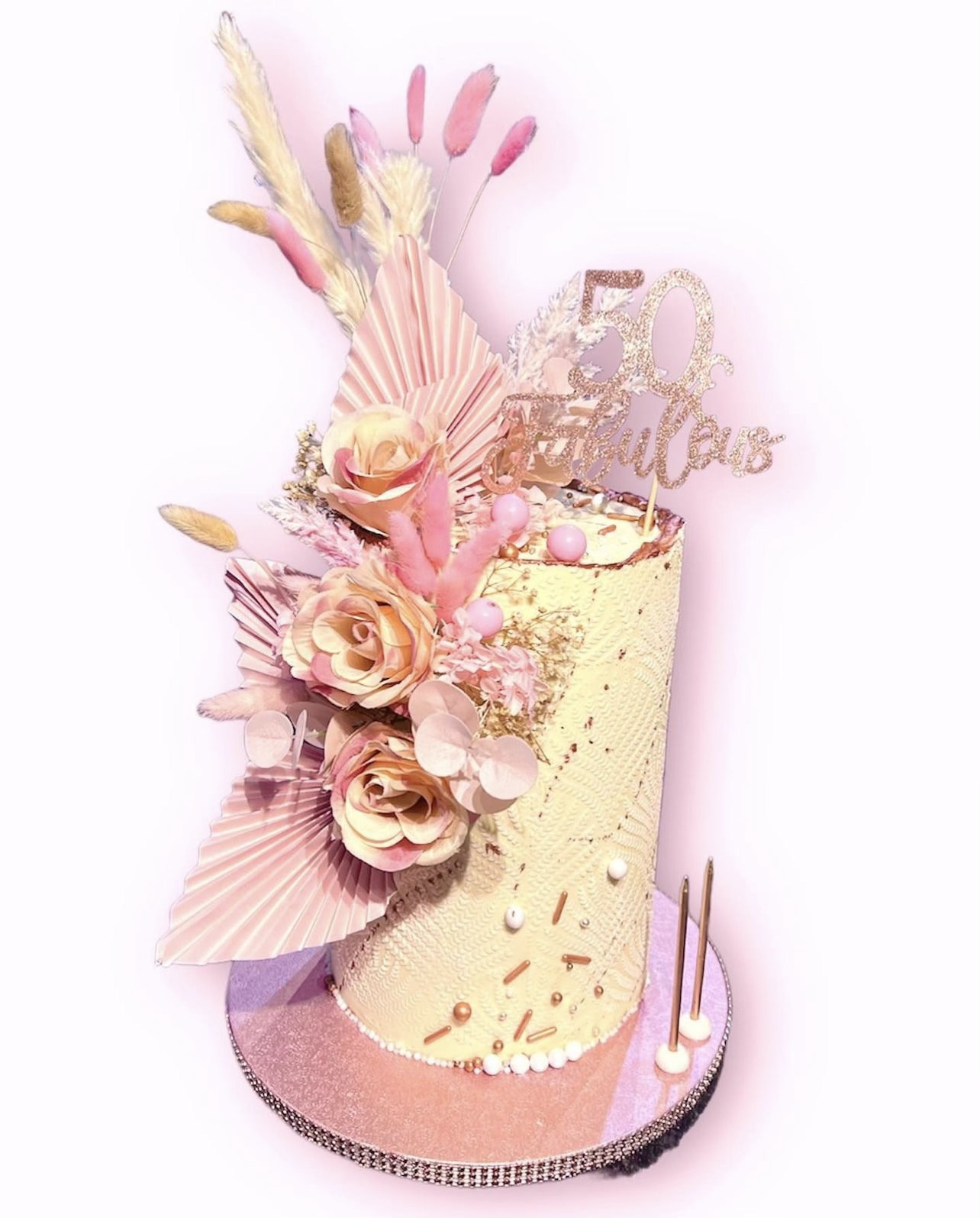 Birthday cake with 50 Fabulous on top